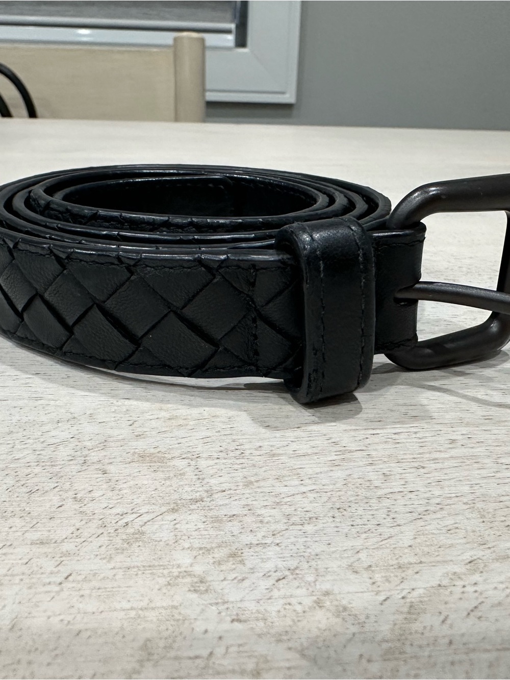Bottega Veneta Black Woven Leather Men's Belt - Classic Style